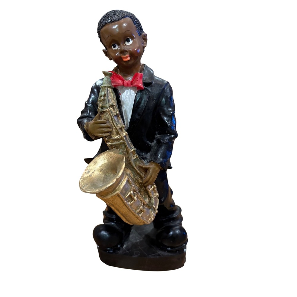 Vintage Style Resin Jazz Musician Playing Saxophone Figurine Statue 8 inch